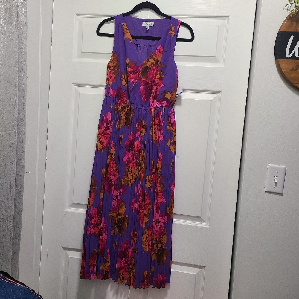 Sofia Vergara Women's Colorful Floral‎ Print Satin Midi Maxi Dress - Picture 2 of 16